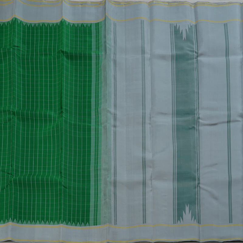 Hayagrivas handloom Kanjivaram silk saree in Dark Green with Grey  BBC1209K17-1 - Image 5