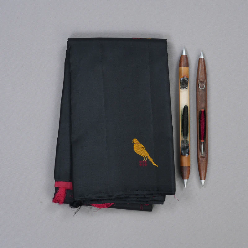 Hayagrivas Handloom Kanjivaram Silk Saree in Mystic Black KBD1653A2-2