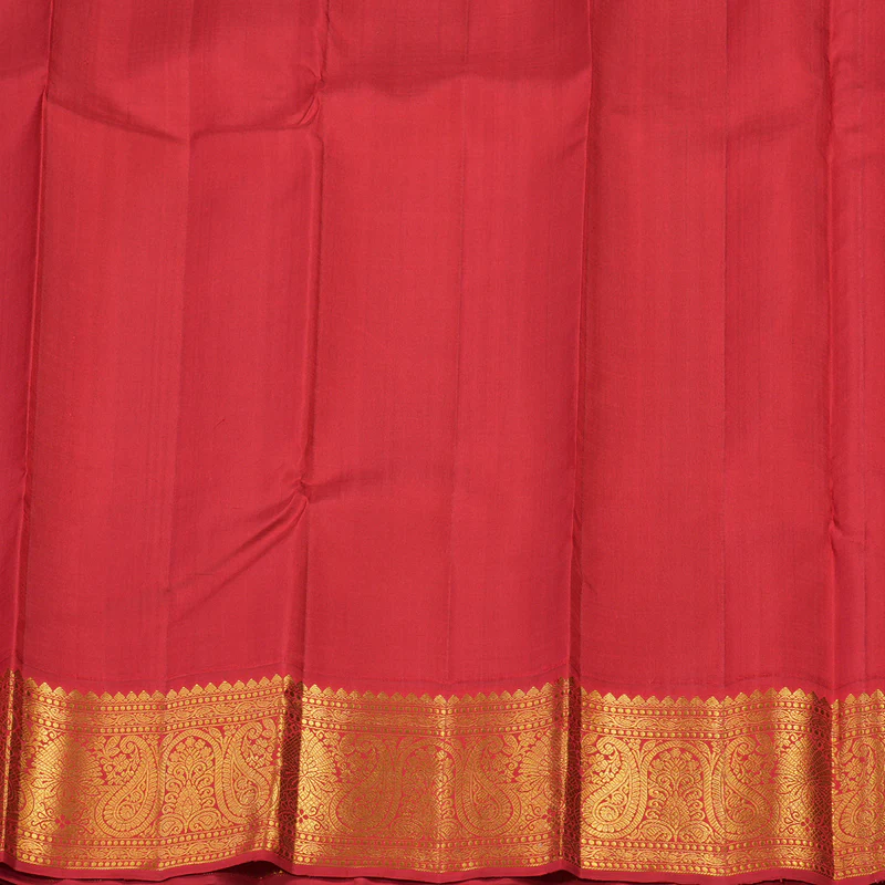 Hayagrivas Handloom Kanjivaram silk saree in Parrot green with red Korvai KBE38D1-1 - Image 8