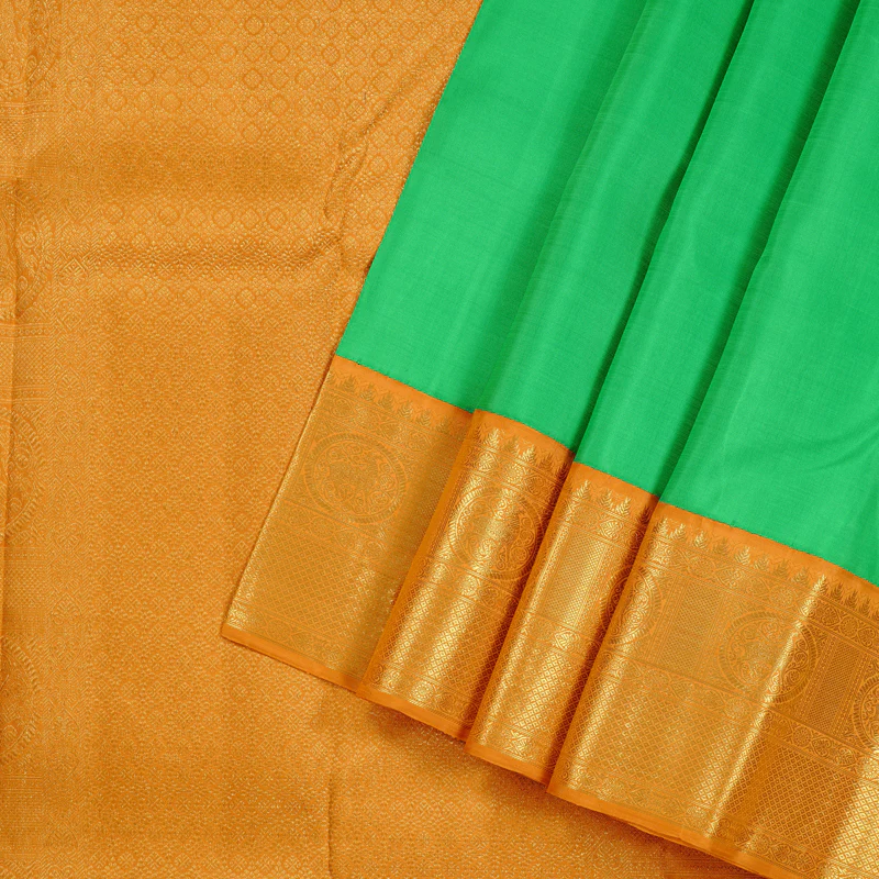 Hayagrivas Handloom Kanjivaram Silk Saree in Refreshing Light Green BBD1483L1-5 - Image 2