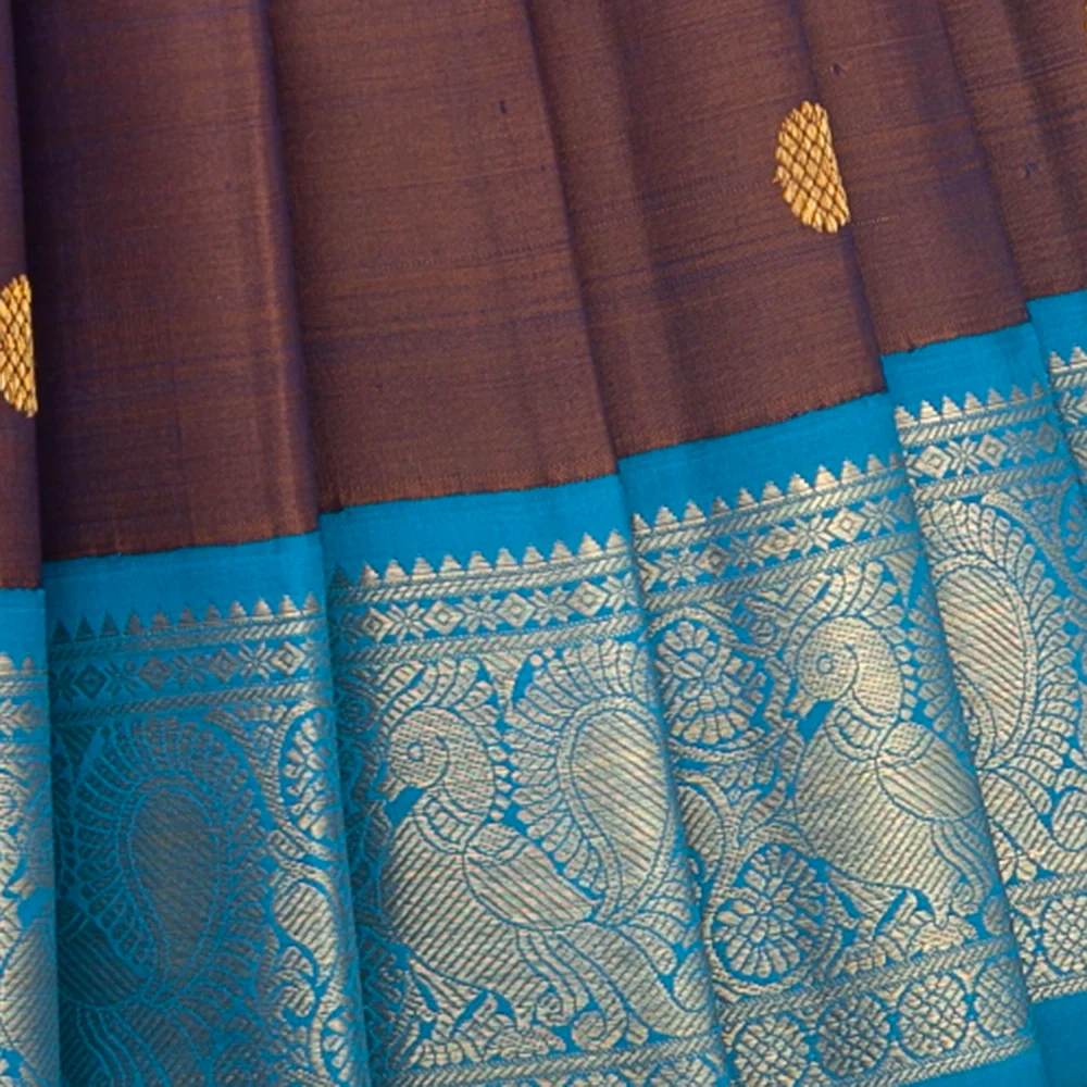 Hayagrivas Handloom Dual Tone (Brown & Purple) Kanjivaram Silk Saree KBF254E3-1 - Image 2