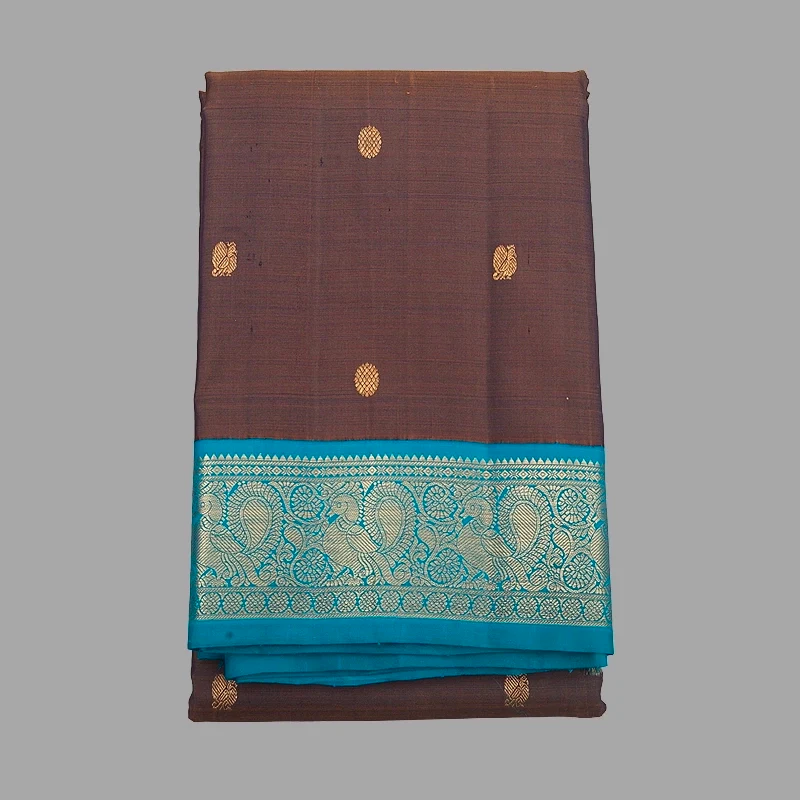 Hayagrivas Handloom Dual Tone (Brown & Purple) Kanjivaram Silk Saree KBF254E3-1 - Image 3