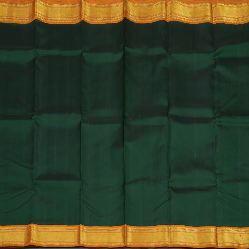 Hayagrivas Handloom Karum Pachai Kanjivaram Silk Saree with Mustard Border KBE873H1-1 - Image 4