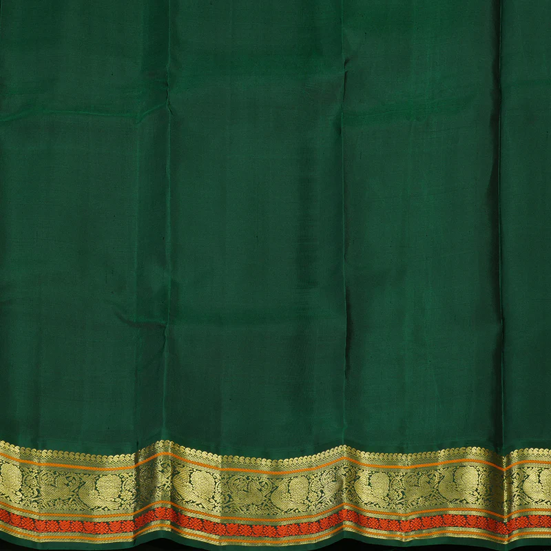 Hayagrivas Handloom Kilangu Manjal Kanjivaram Silk Saree with Bottle Green Border KBE2352B3-1 - Image 7