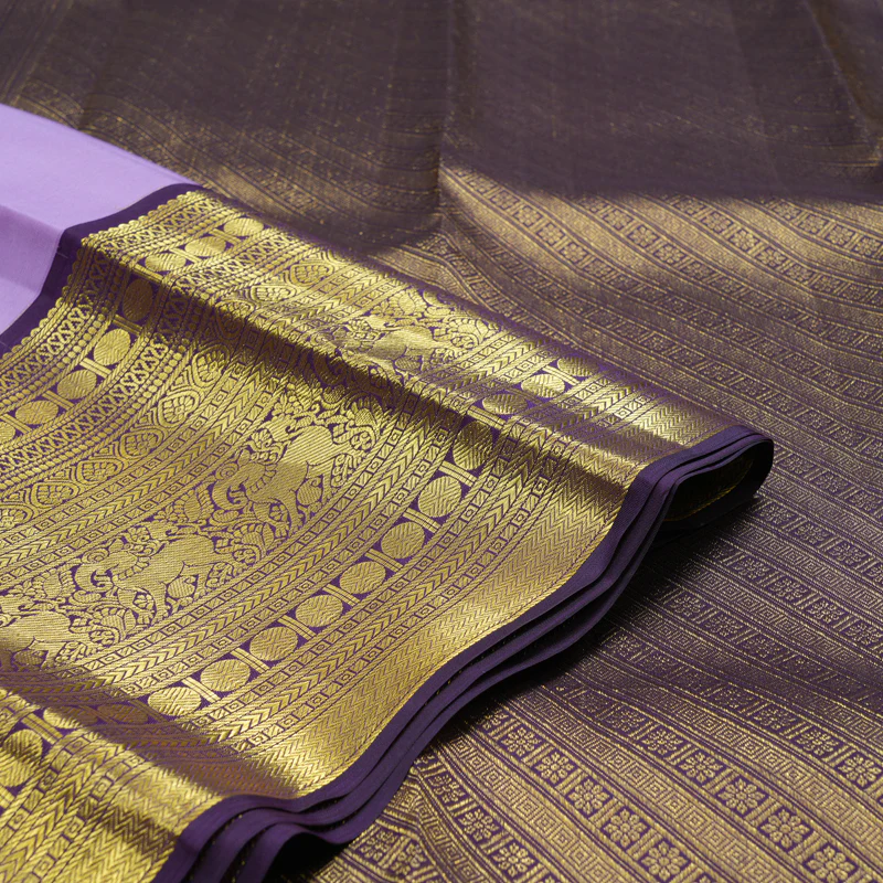 Hayagrivas Handloom Lavendar Kanjivaram Silk Saree with Nagapazham Border SSCBF23D17-3 - Image 3