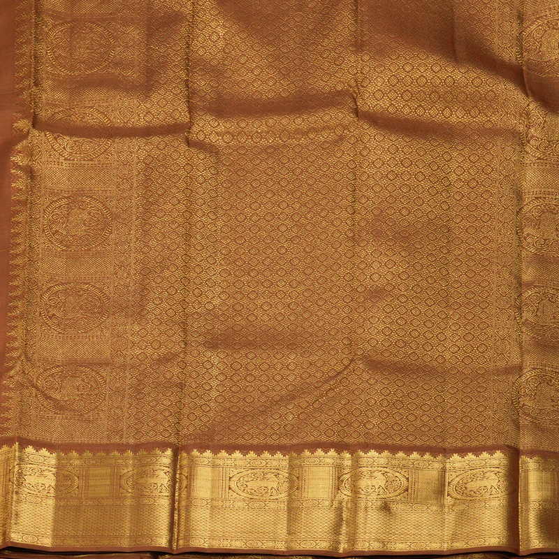 Hayagrivas Handloom Lime Green Kanjivaram Silk Saree with Chocolate Brown Border KBF186E2-2 - Image 7