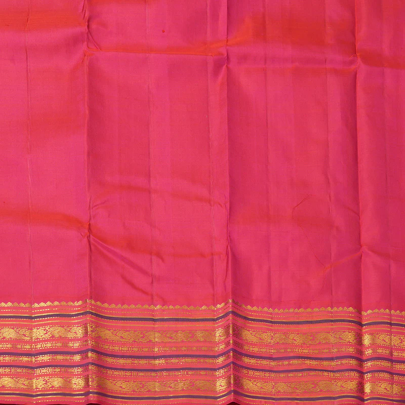 Hayagrivas Handloom Lime Yellow Kanjivaram Silk Saree with Pink Border KBF153D7-3 - Image 7