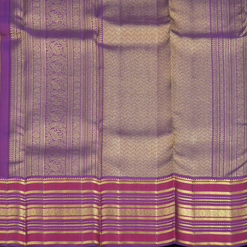 Hayagrivas Handloom Lime Green Kanjivaram Silk Saree with Purple Border SSCBF23D13-3 - Image 6