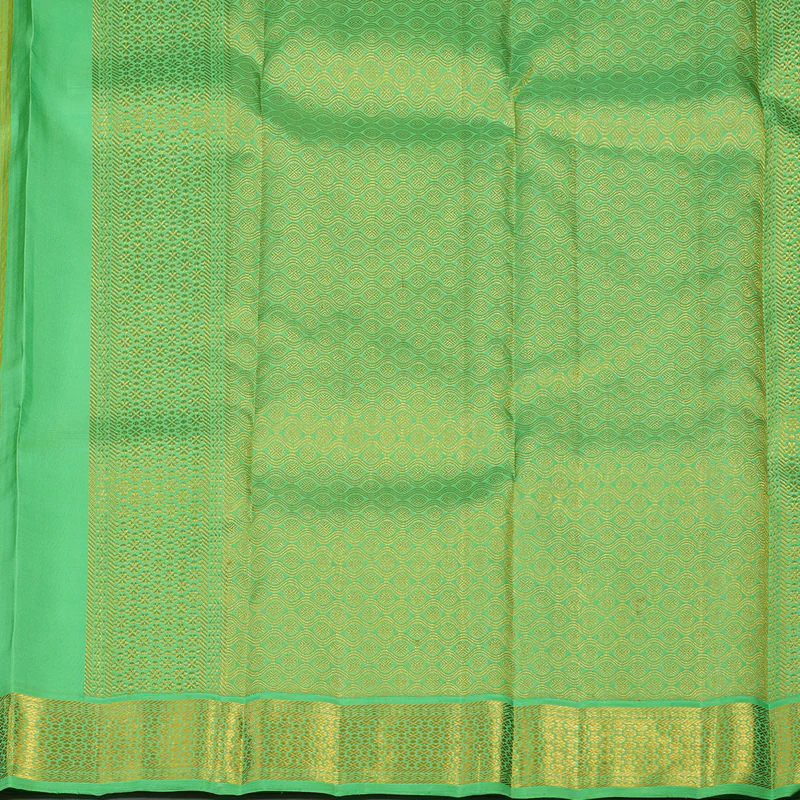 Hayagrivas Handloom Lime Yellow Kanjivaram Silk Saree with Parrot Green Border KBE2243B2-1 - Image 7