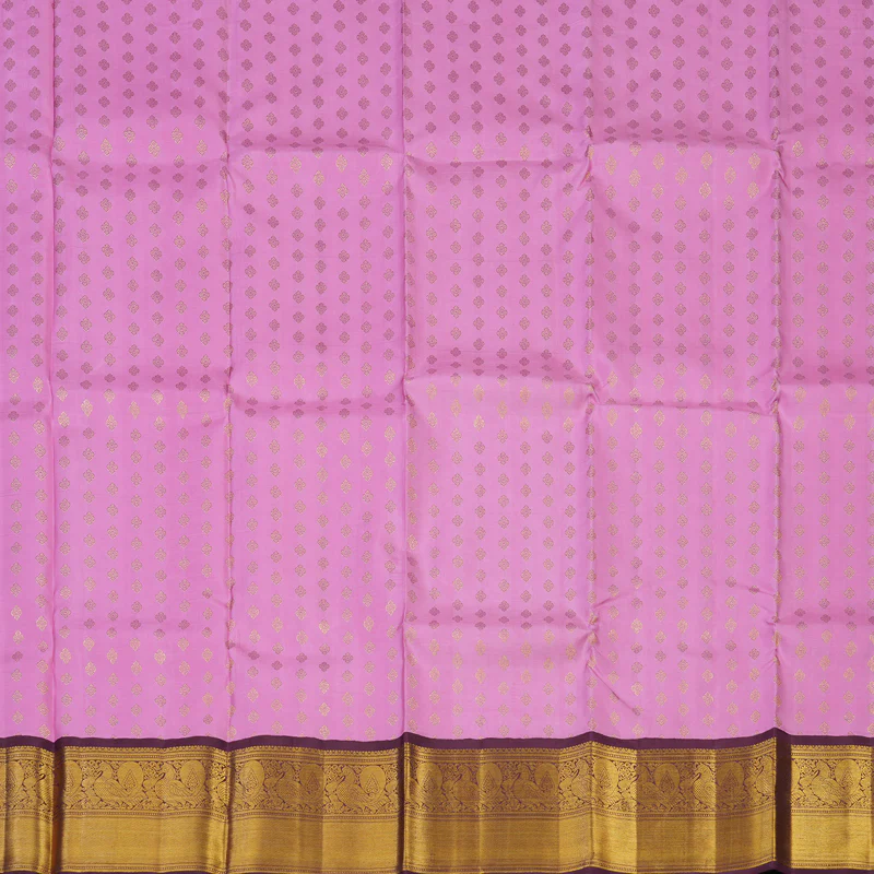 Hayagrivas Handloom Lotus Pink Kanjivaram Pattu Pavadai with Wine border KBE1234I6-1 - Image 2