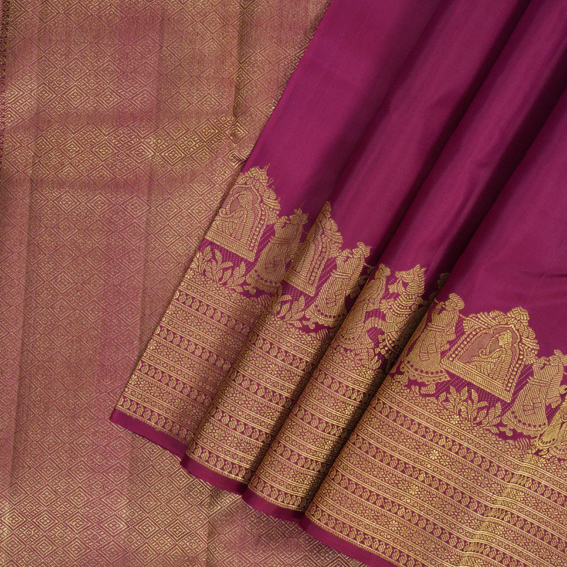 Hayagrivas Handloom Magenta Kanjivaram Silk Saree KBF178E9-1 - Image 2