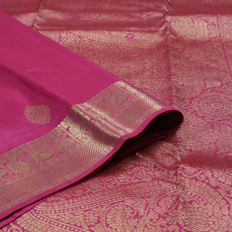 Hayagrivas Handloom Magenta Pink Kanjivaram Silk Saree KBE1599K5-3 - Image 3