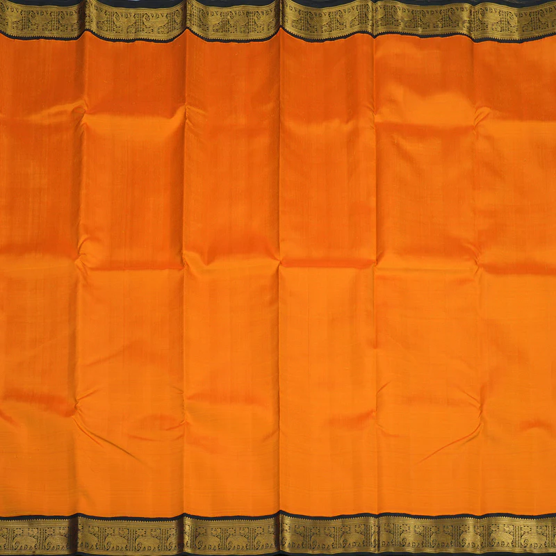 Hayagrivas Handloom Mambazham Orange Kanjivaram Silk Saree with Black Border KBF94D3-1 - Image 5