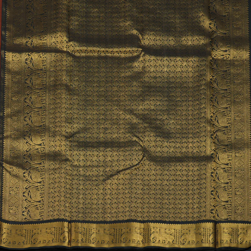 Hayagrivas Handloom Mambazham Orange Kanjivaram Silk Saree with Black Border KBF94D3-1 - Image 7