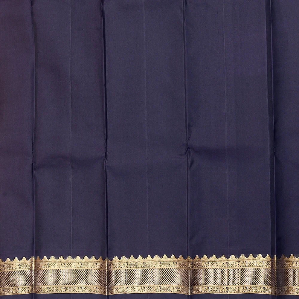 Hayagrivas Handloom Mambazham Orange Kanjivaram Silk Saree with Navy Blue Border KBF246E2-5 - Image 4