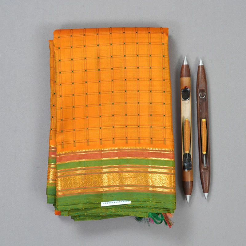 Hayagrivas Handloom Manjal Kanjivaram Silk Saree with Green Border BF109-SBS  KBFL109E1-1 - Image 2