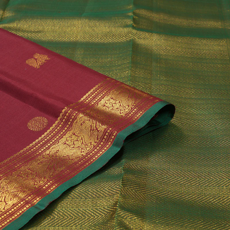 Hayagrivas Handloom Maroon Kanjivaram Silk Saree SSCBF59E31-2 - Image 3