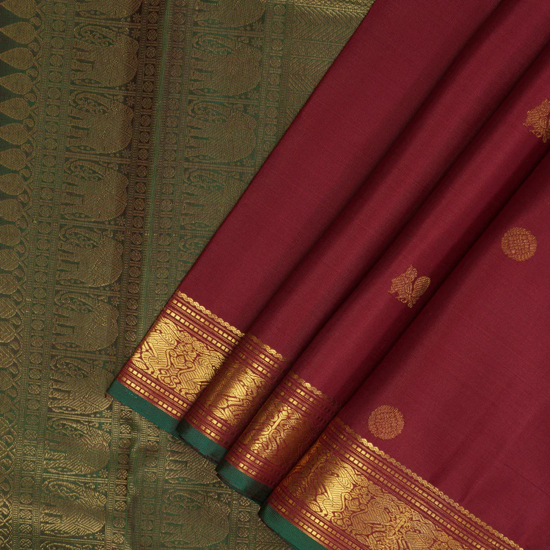 Hayagrivas Handloom Maroon Kanjivaram Silk Saree SSCBF59E31-2 - Image 4