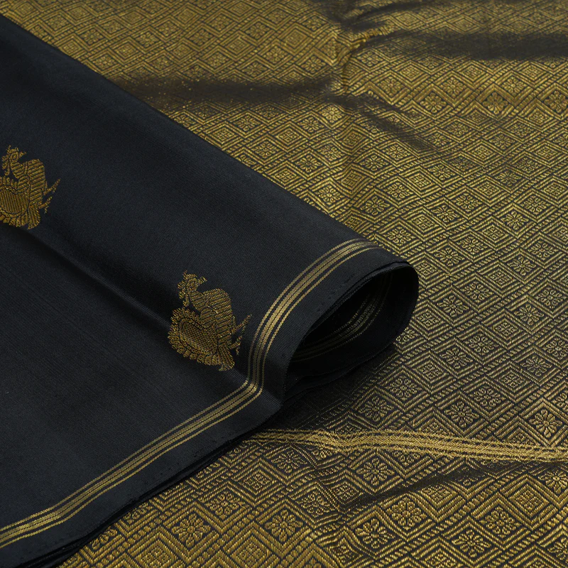 Hayagrivas Handloom Maroon Kanjivaram Silk Saree with Karum Neelam Border KBF223E8-1 - Image 3