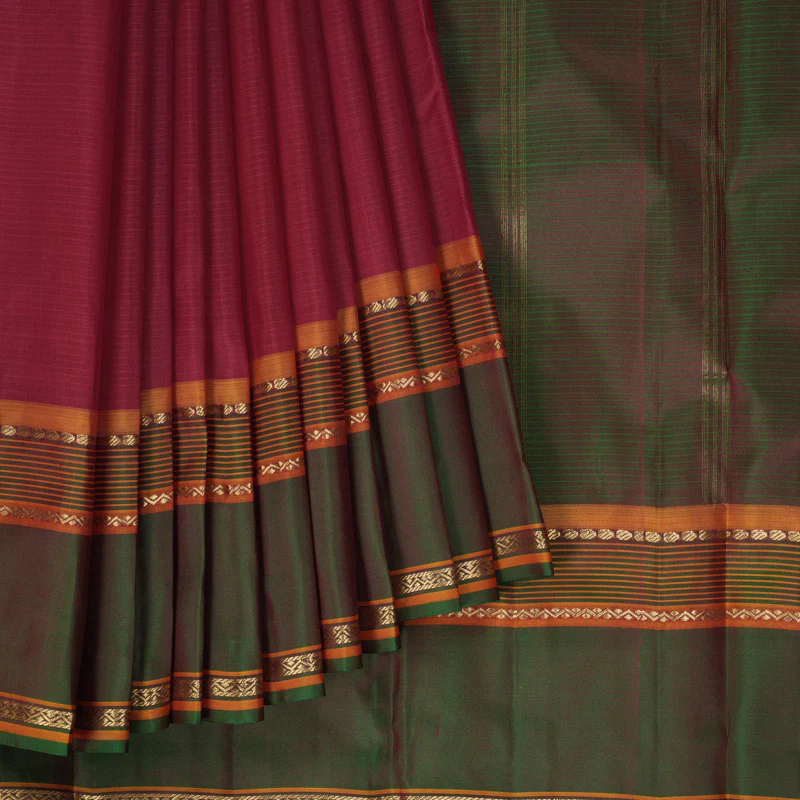 Hayagrivas Handloom Maroon Kanjivaram Silk Saree with Manthalir Border KBF423F1-3
