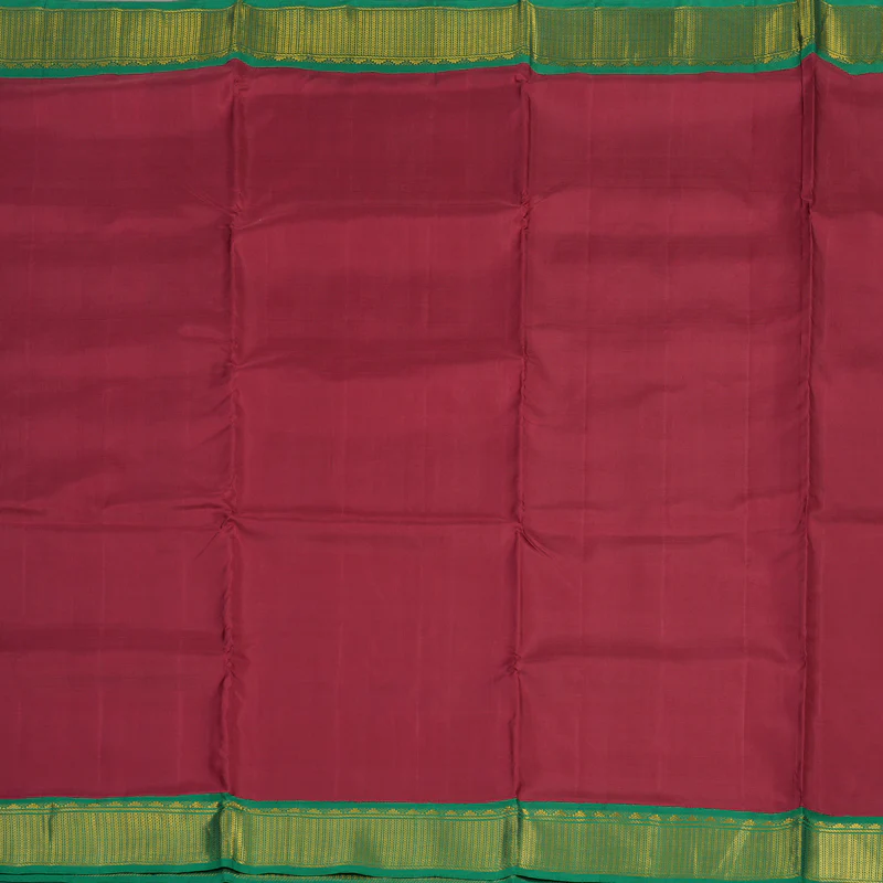 Hayagrivas Handloom Maroon Kanjivaram Ten Yards Silk Saree with Green Border KBE1013I9-1 - Image 3