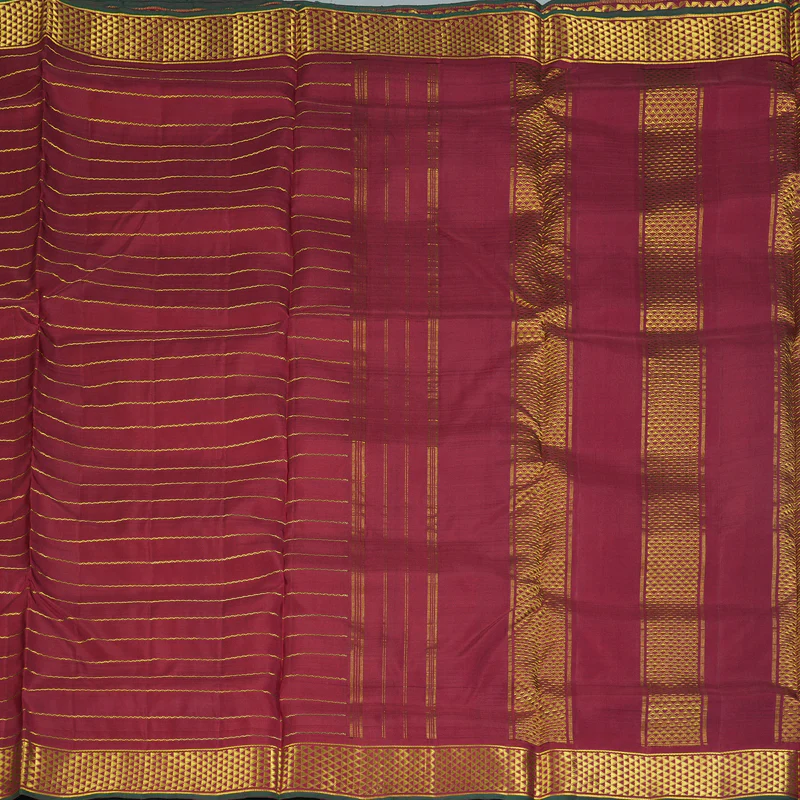 Hayagrivas Handloom Maroon Ten Yards Silk Saree KBF195E12-1 - Image 3