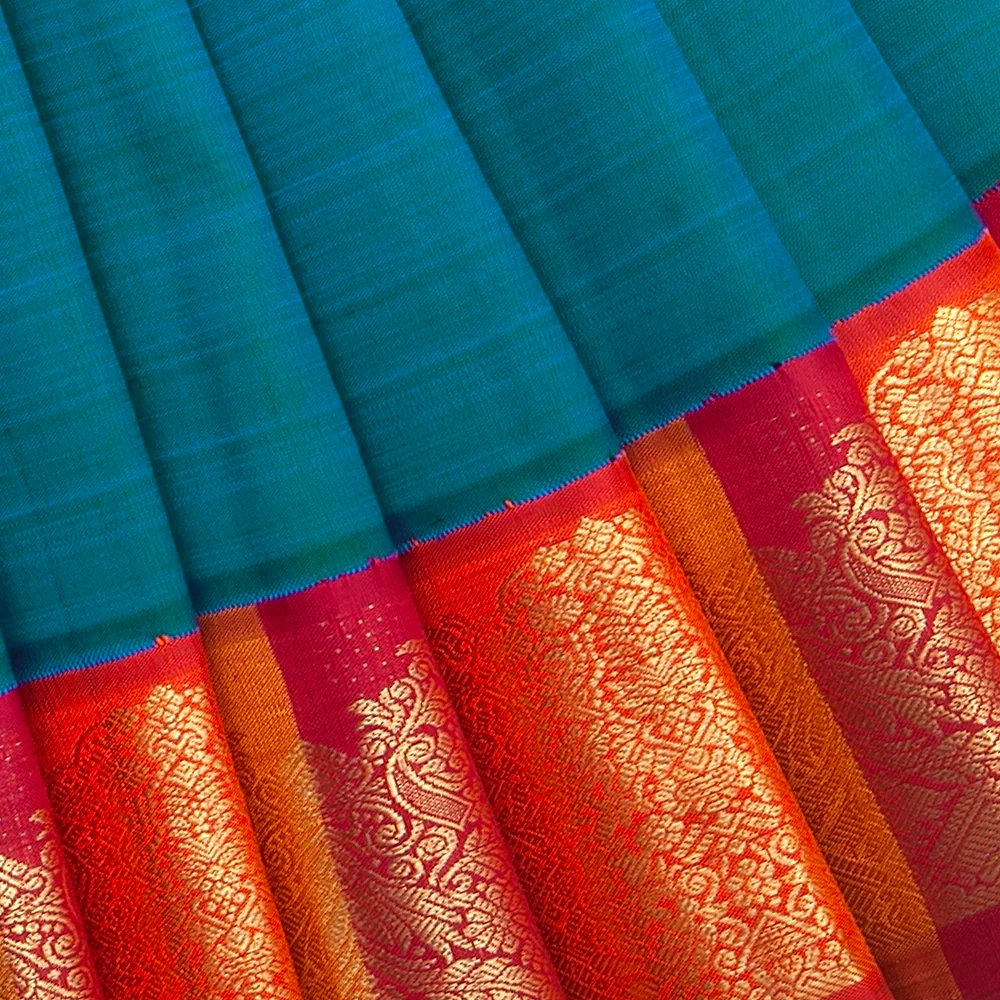 Hayagrivas Handloom Mayilkazhuthu Kanjivaram Silk Saree with Multicolour Border KBF332E7-1 - Image 2