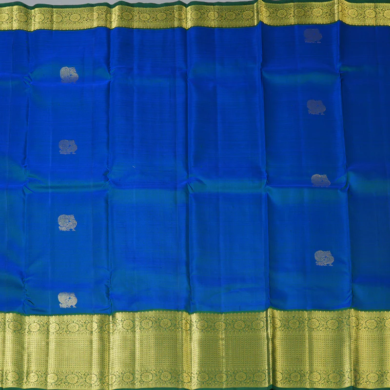 Hayagrivas Handloom Mayilkazhuthu Kanjivaram Silk Saree with Bottle Green Border KBF136D10-11 - Image 4