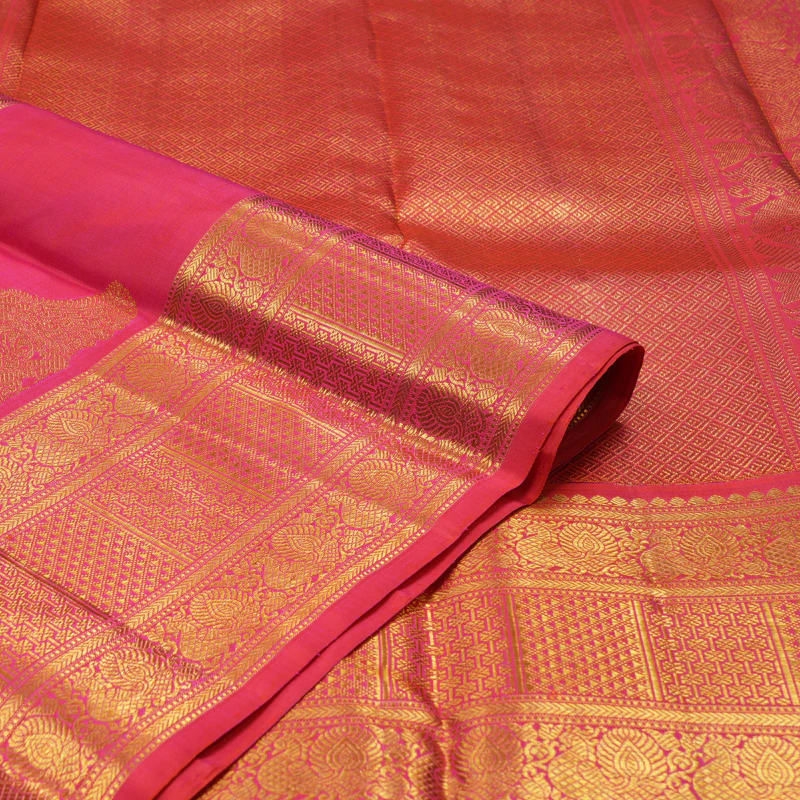Hayagrivas Handloom Mayilkazhuthu Kanjivaram Silk Saree with Pink Border KBE1831L21-1 - Image 3