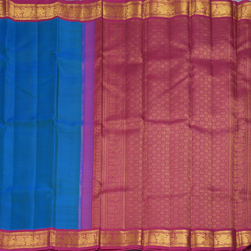 Hayagrivas Handloom Mayilkazhuthu Kanjivaram Silk Saree with Pink Border KBF346E1-2 - Image 5
