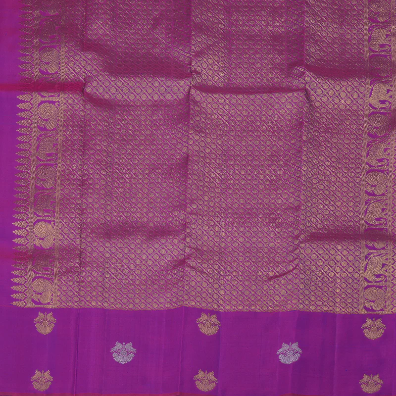 Hayagrivas Handloom Mayilkazhuthu Kanjivaram Silk Saree with Purple Border KBE2182A11-1 - Image 7