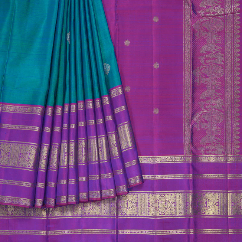 Hayagrivas Handloom Mayilkazhuthu Kanjivaram Silk Saree with Purple Border KBF412F7-2