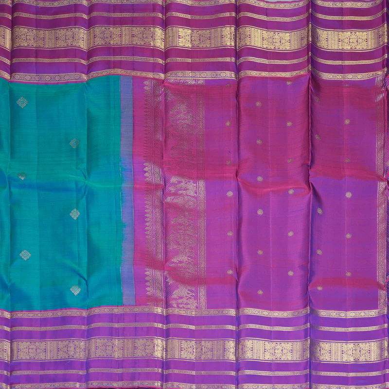 Hayagrivas Handloom Mayilkazhuthu Kanjivaram Silk Saree with Purple Border KBF412F7-2 - Image 4