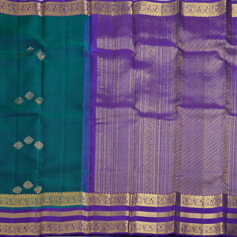 Hayagrivas Handloom Mayilkazhuthu Kanjivaram Silk Saree with Purplish-Blue Border KBF42D1-13 - Image 3