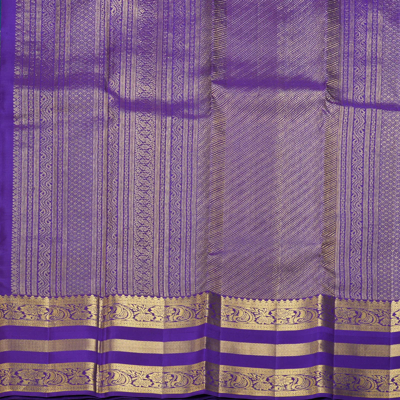 Hayagrivas Handloom Mayilkazhuthu Kanjivaram Silk Saree with Purplish-Blue Border KBF42D1-13 - Image 4