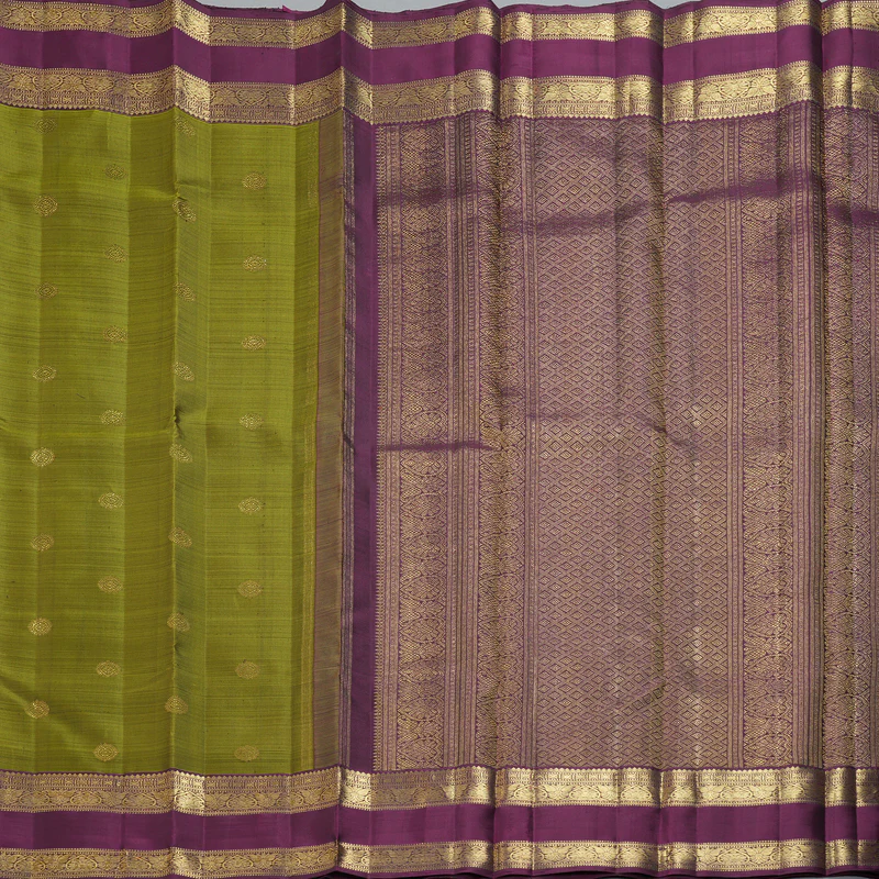 Hayagrivas Handloom Mehandi Green Kanjivaram Silk Saree with Plum Purple Border BF148-SBS  KBFL148E1-1 - Image 5