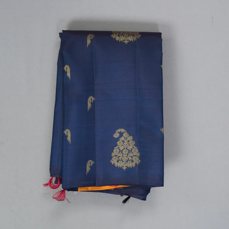 Hayagrivas Handloom Midnight Blue Kanjivaram Silk Saree KBF366F2-1 - Image 2