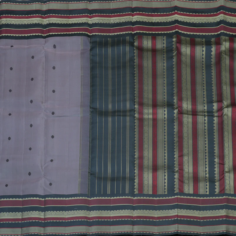 Hayagrivas Handloom Mild Lavendar Kanjivaram Silk Saree with Dark Grey Border KBF136D10-16 - Image 5
