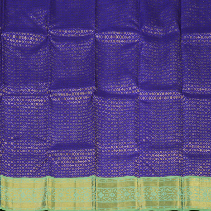Hayagrivas Handloom MS Blue Kanjivaram Pattu Pavadai with Pastel Green border KBE1847L6-1 - Image 2