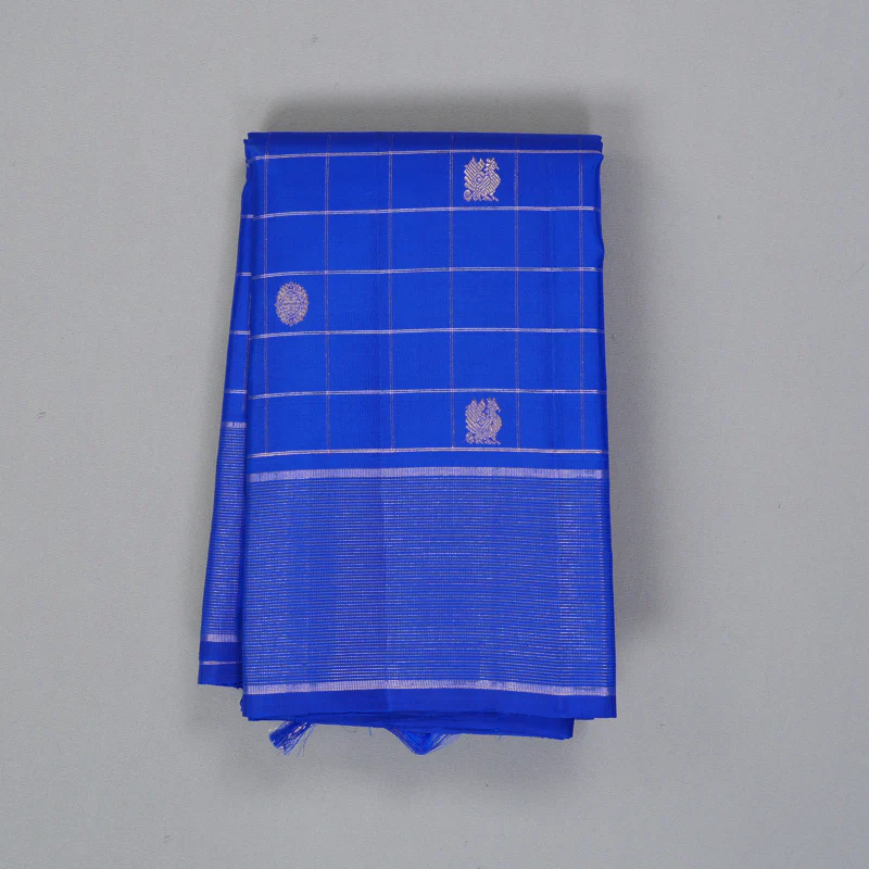 Hayagrivas Handloom MS Blue Kanjivaram Silk Saree KBF304E3-3 - Image 2