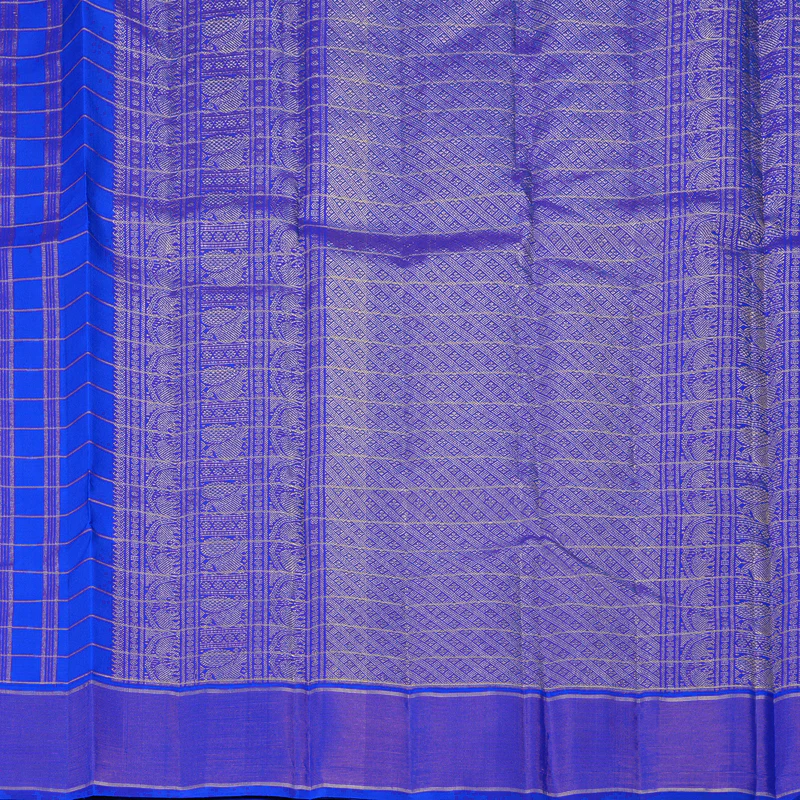 Hayagrivas Handloom MS Blue Kanjivaram Silk Saree KBF304E3-3 - Image 5