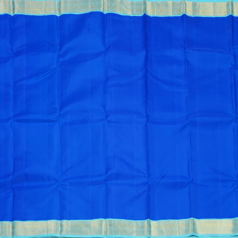 Hayagrivas Handloom MS Blue Kanjivaram Silk Saree with Sky Blue Border KBF237E1-1 - Image 3
