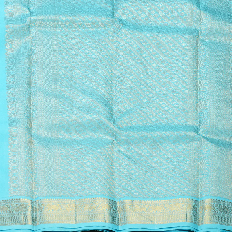 Hayagrivas Handloom MS Blue Kanjivaram Silk Saree with Sky Blue Border KBF237E1-1 - Image 4