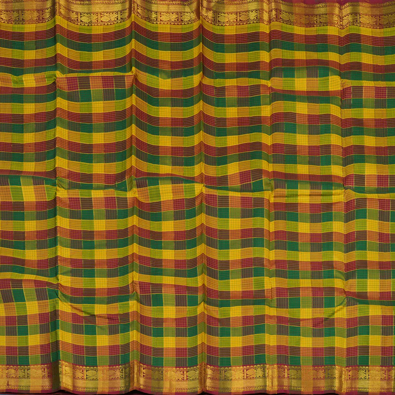 Hayagrivas Handloom Multicolour Checks Kanjivaram Silk Saree KBE1755K8-1 - Image 4