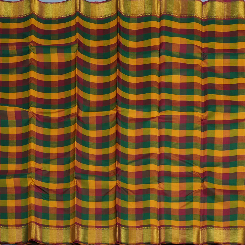 Hayagrivas Handloom Multicolour Checks Kanjivaram Silk Saree KBE2268B6-1 - Image 4