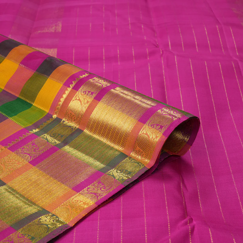 Hayagrivas Handloom Multicolour Checks Kanjivaram Silk Saree KBF355F1-1 - Image 3