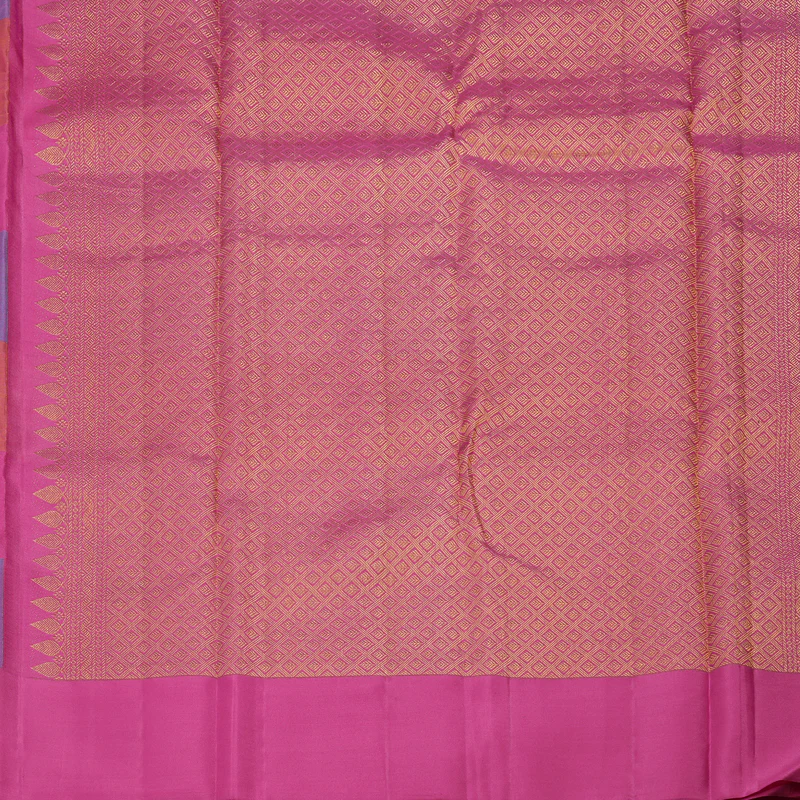 Hayagrivas Handloom Multicolour Checks Kanjivaram Silk Saree with Multicolour Border KBE2361B11-1 - Image 6