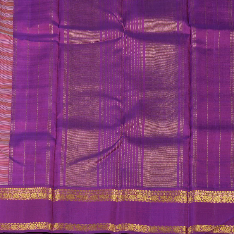 Hayagrivas Handloom Multicolour Checks Kanjivaram Silk Saree with Purple Border KBE855H13-1 - Image 6