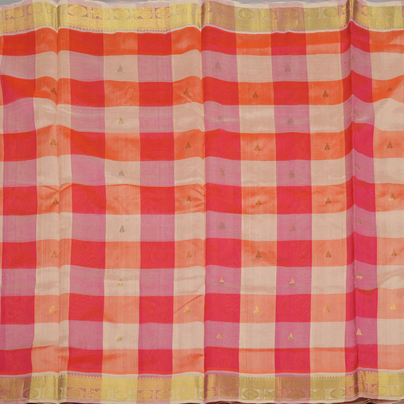 Hayagrivas Handloom Multicolour Ten Yards Kanjivaram Silk Cotton Saree with Beige Border KBE106D5-1 - Image 3