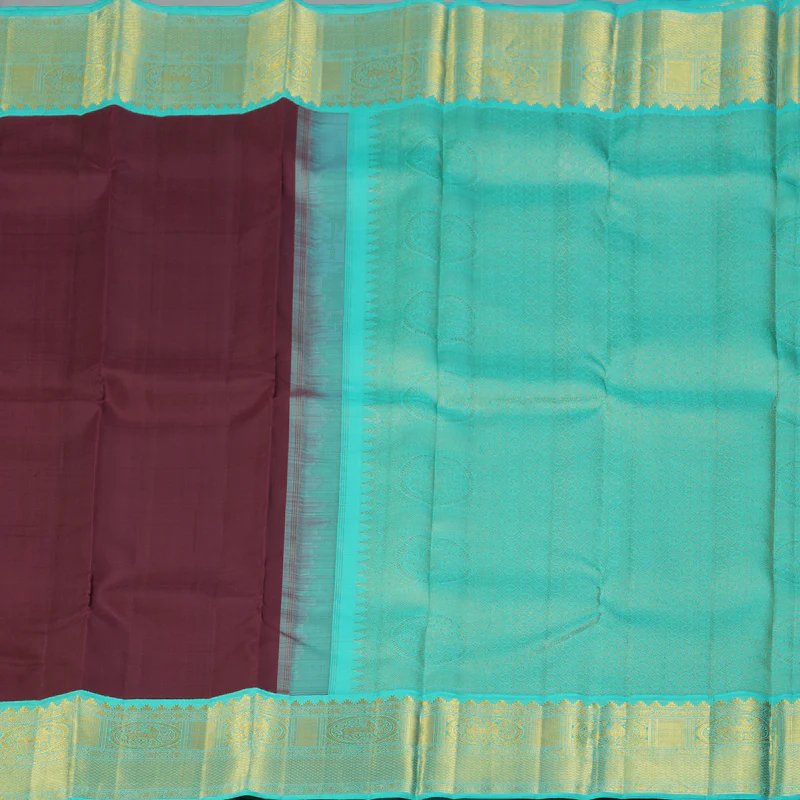Hayagrivas Handloom Nagapazham Kanjivaram Silk Saree with Sky Blue Border KBF4D2-4 - Image 5